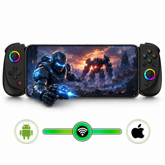 Timebox gamepad wireless Hall Bluetooth 5.0 RGB negru
