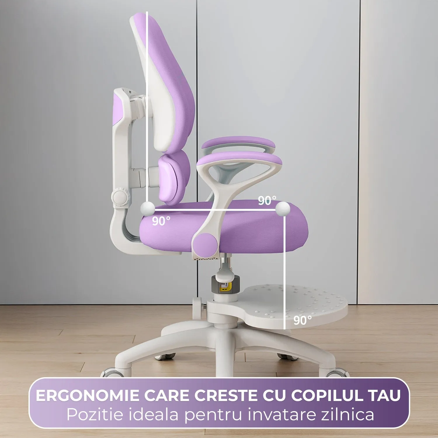 Timebox 6D scaun ergonomic copii mov reglabil