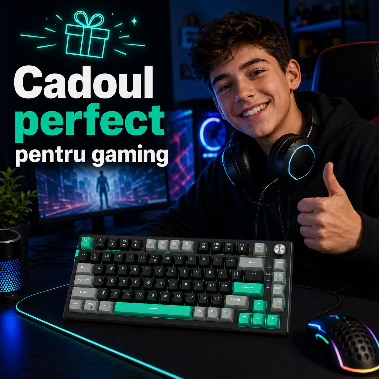 Timebox 75% tastatura mecanica Blue Switch Hot-Swap negru