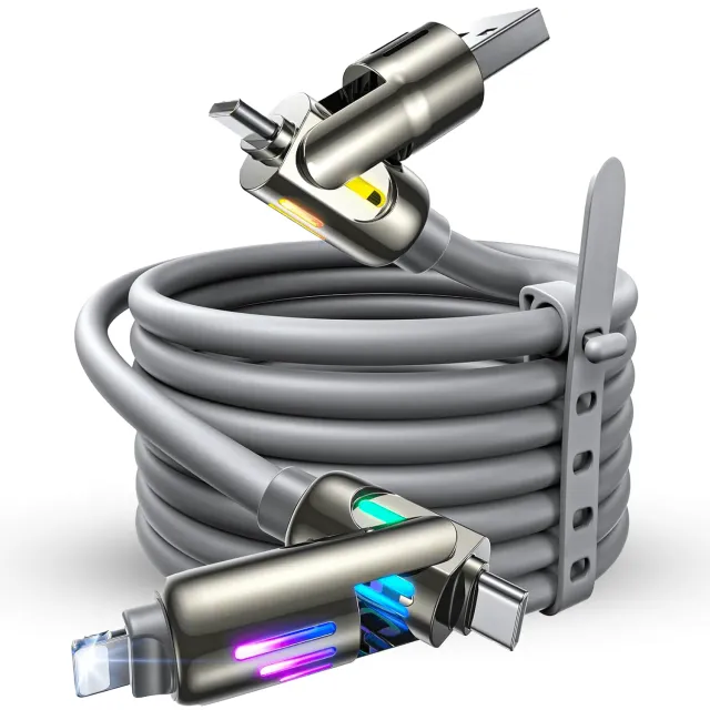 Timebox cablu 4 in 1 240W 2m gri USB-C Lightning