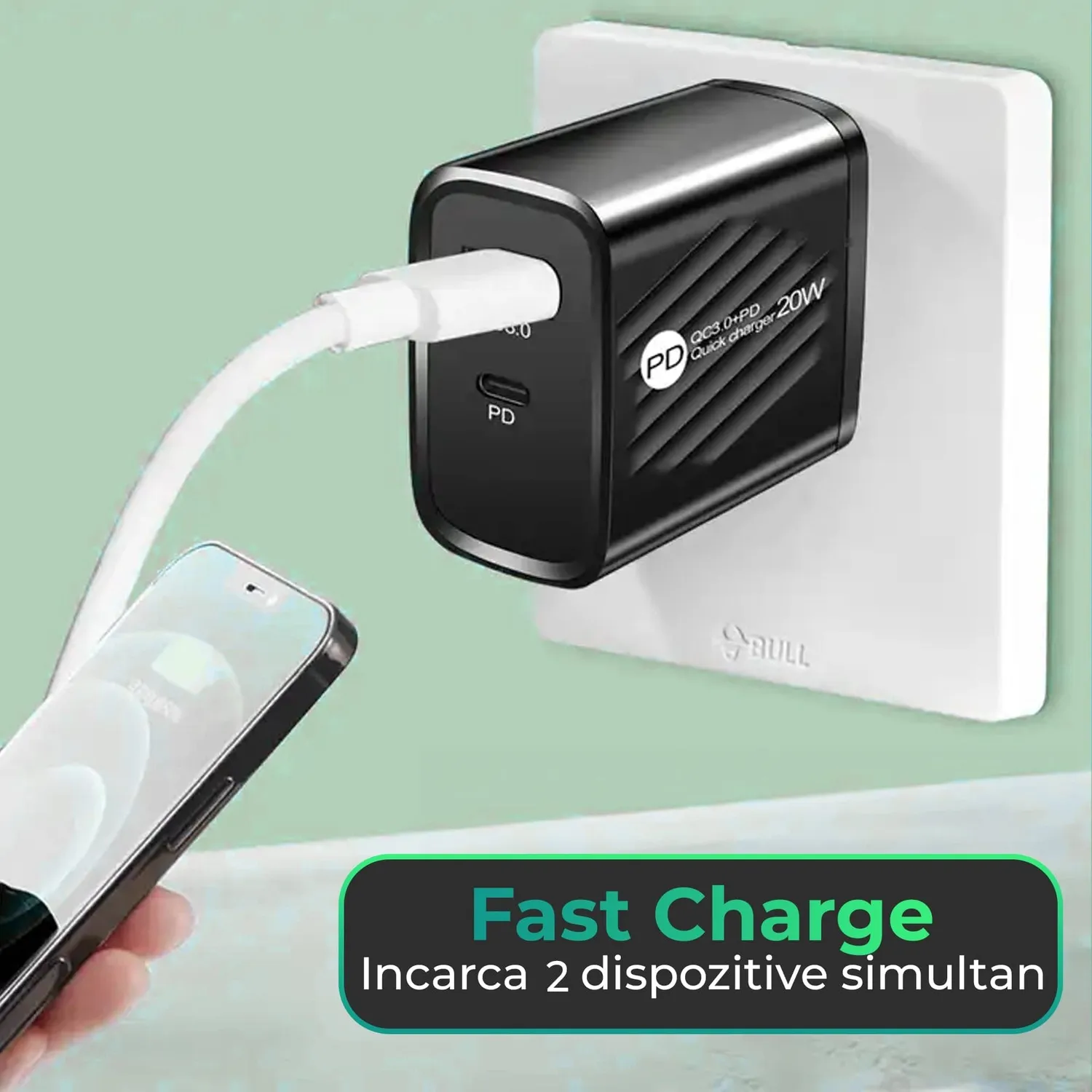 Timebox C 3 incarcator retea 20W USB Type-C alb