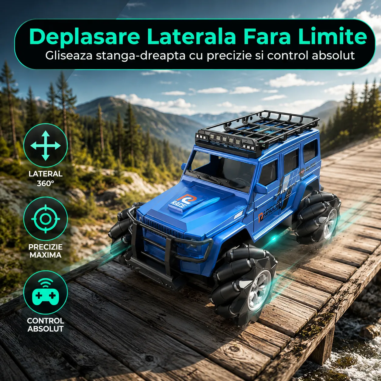 Timebox 4x4 masina cu telecomanda albastra 2 acumulatori