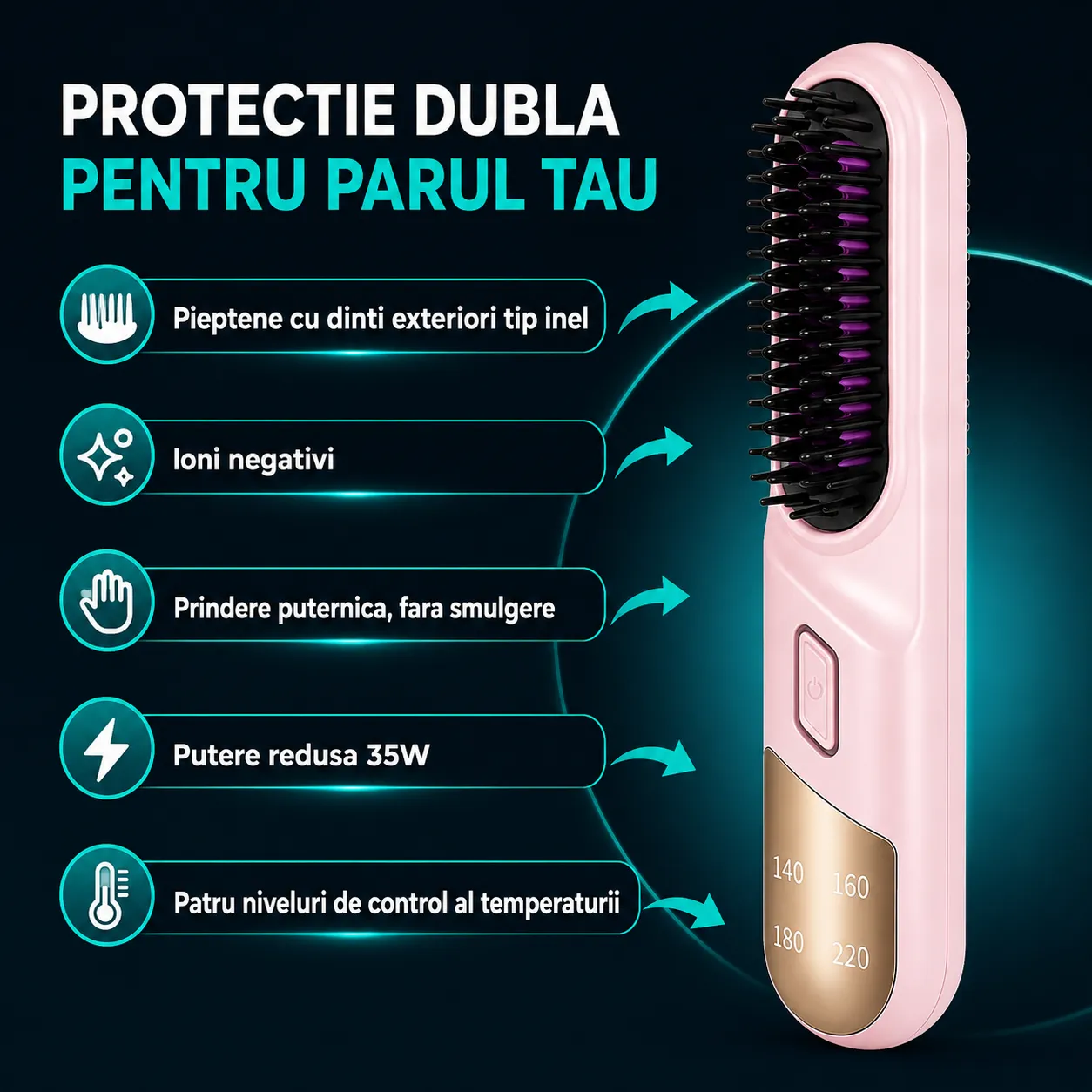 Timebox Perie Par Ionica Wireless Ceramica Roz