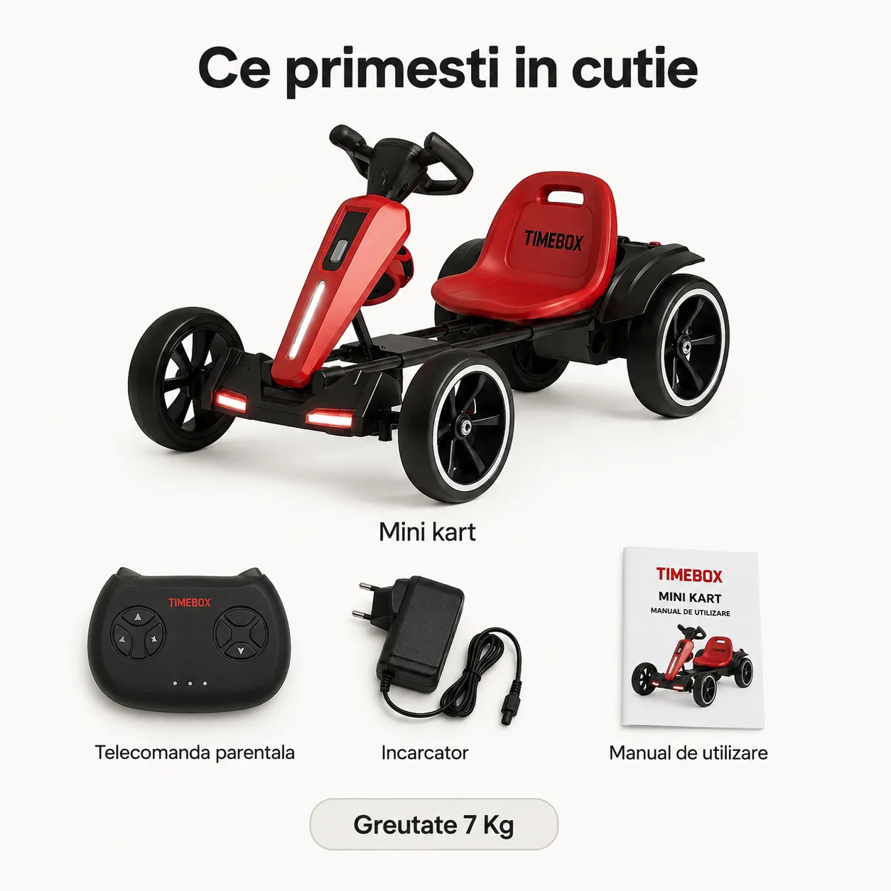 Timebox kart electric copii 6V/12V pliabil