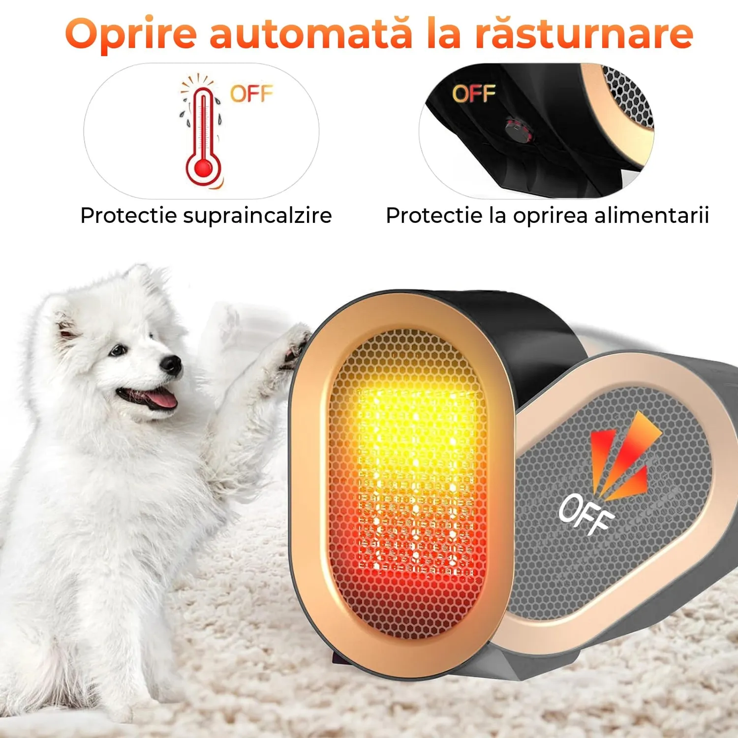 Aeroterma Timebox ceramica 1200W neagra