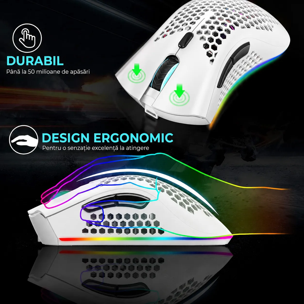 Timebox mouse gaming wireless alb 95g RGB FastCharge