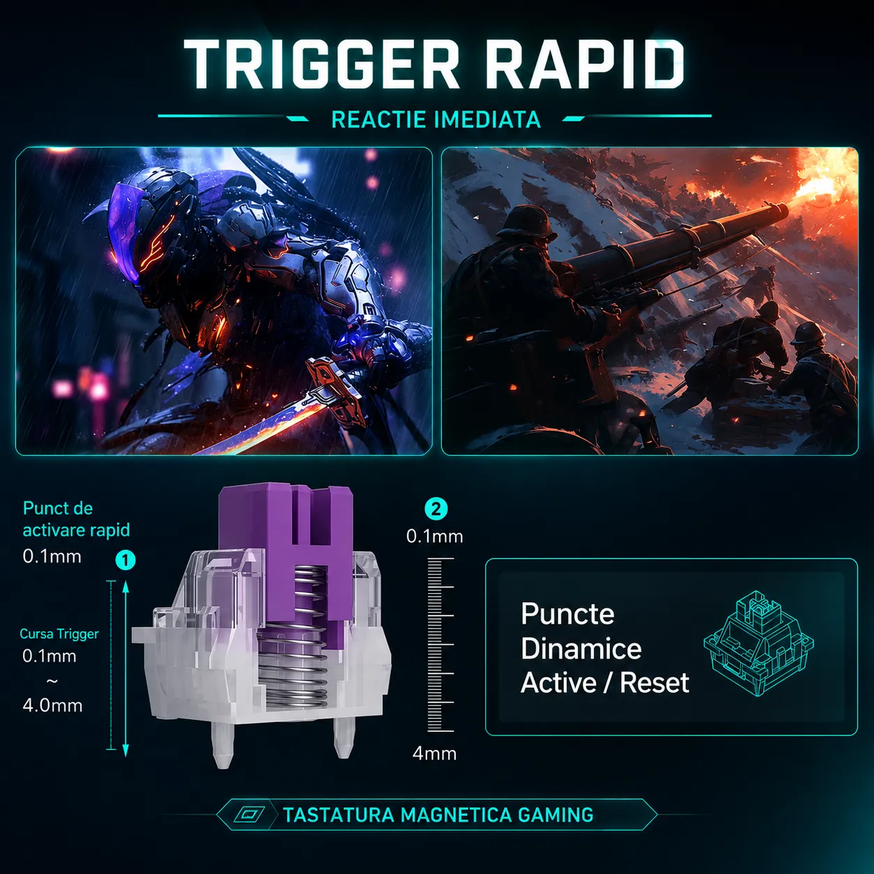Timebox 60% tastatura mecanica gaming RGB Negru Anti-Ghosting