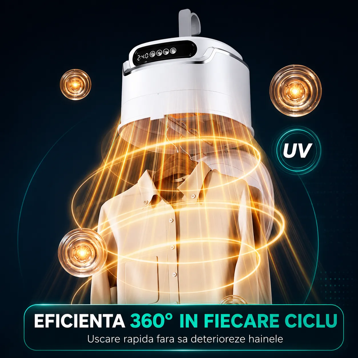 Timebox Uscator Haine Pliabil cu Sterilizare UV