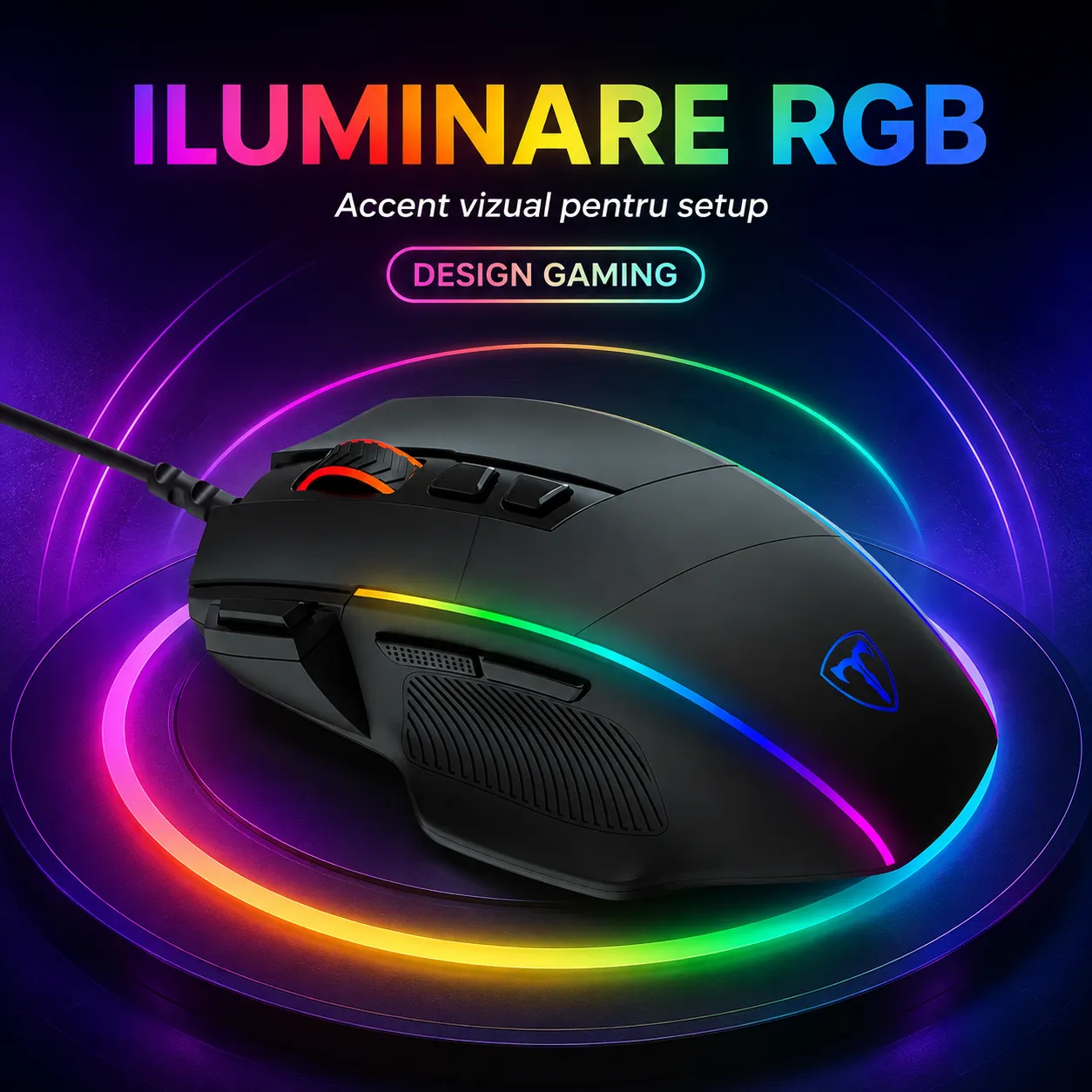 Mouse gaming Timebox 5000 DPI USB RGB negru