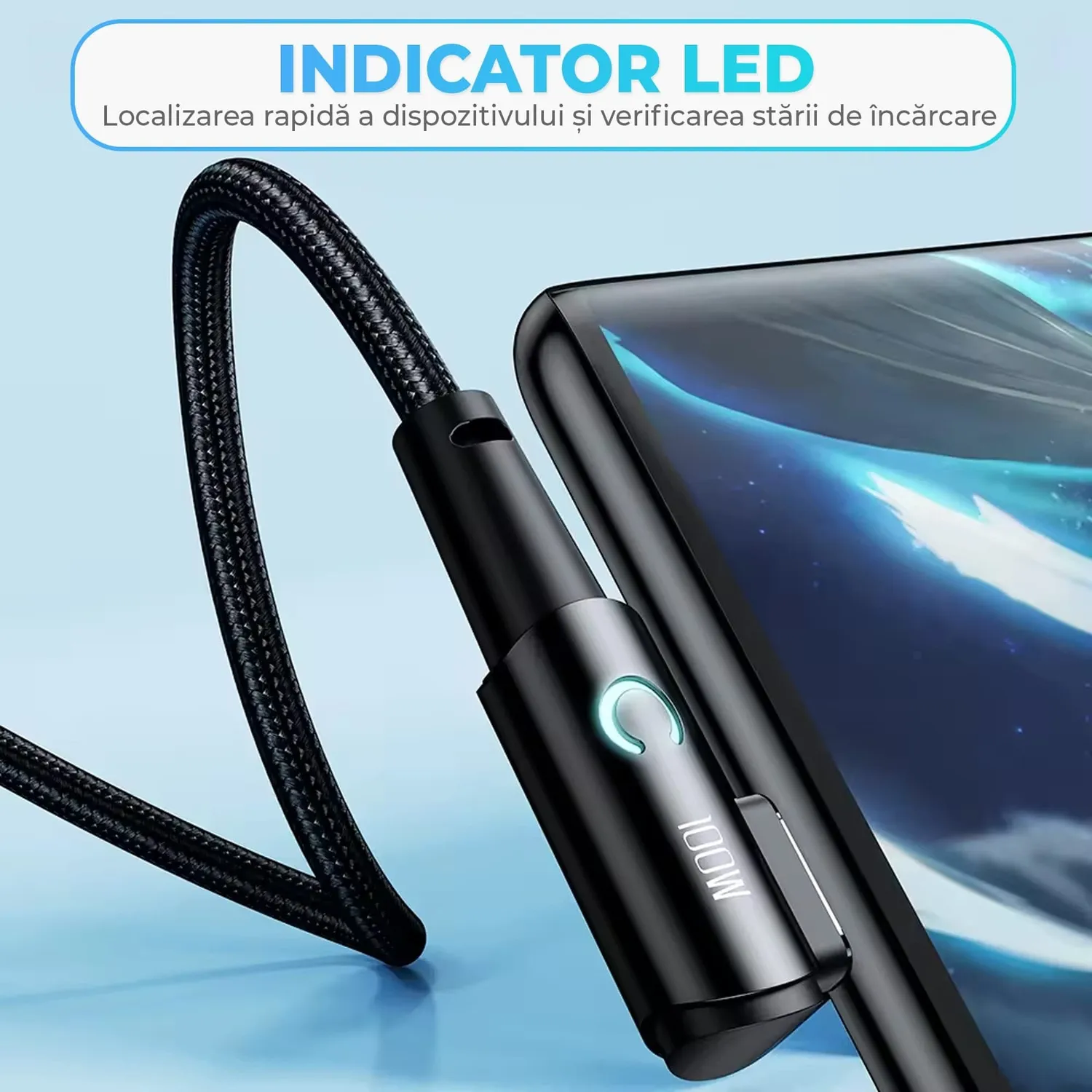 Cablu incarcare Timebox USB-C 100W 2m negru