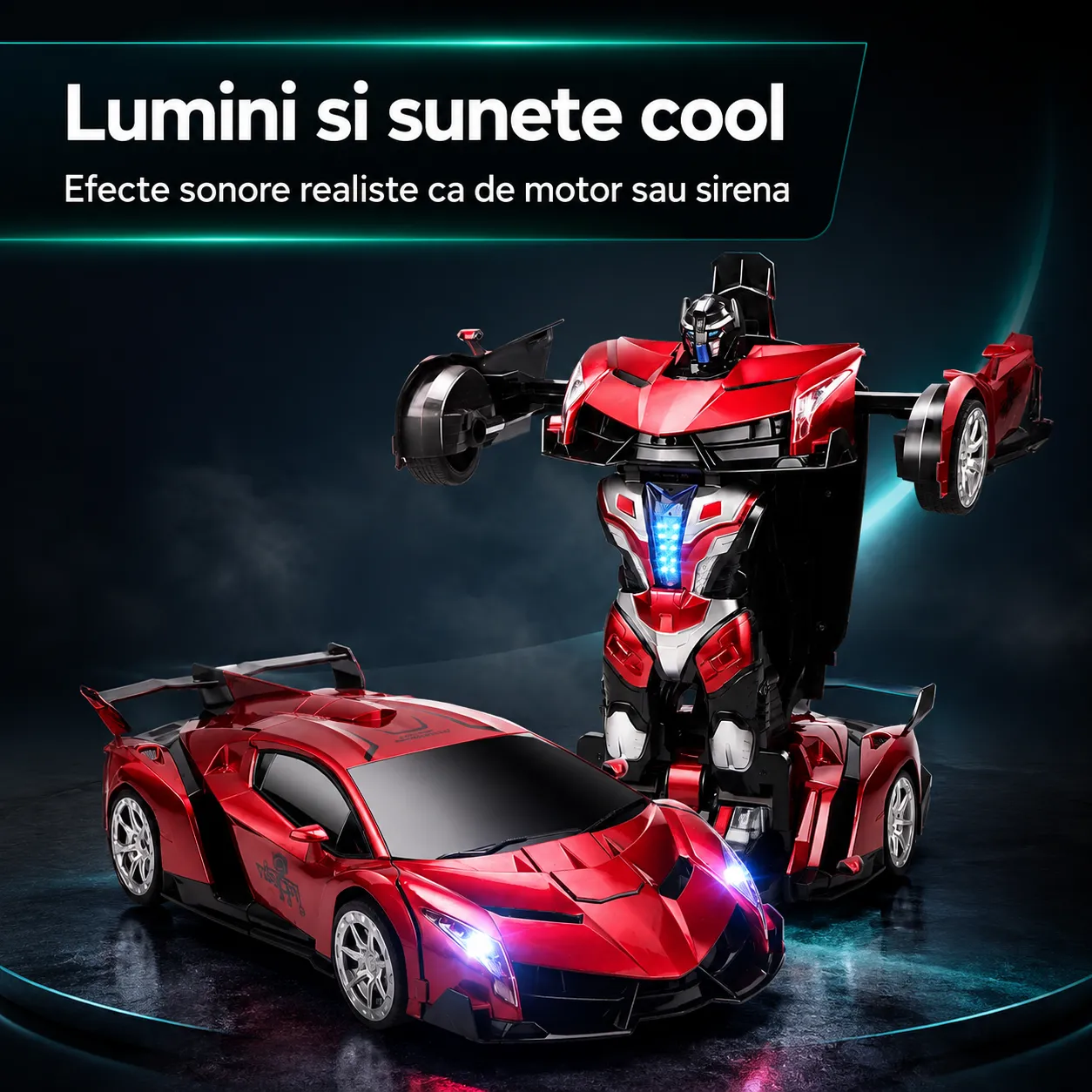 Timebox Robot masinuta transformabila 360 rosu