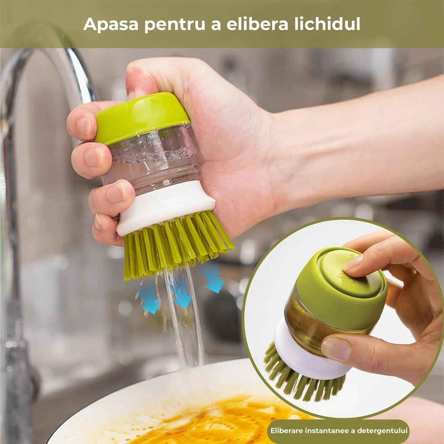 Timebox dispenser detergent gri cu perie dozare automată