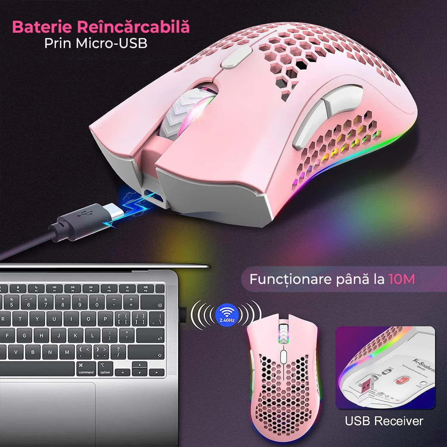 Timebox mouse gaming wireless roz 95g RGB