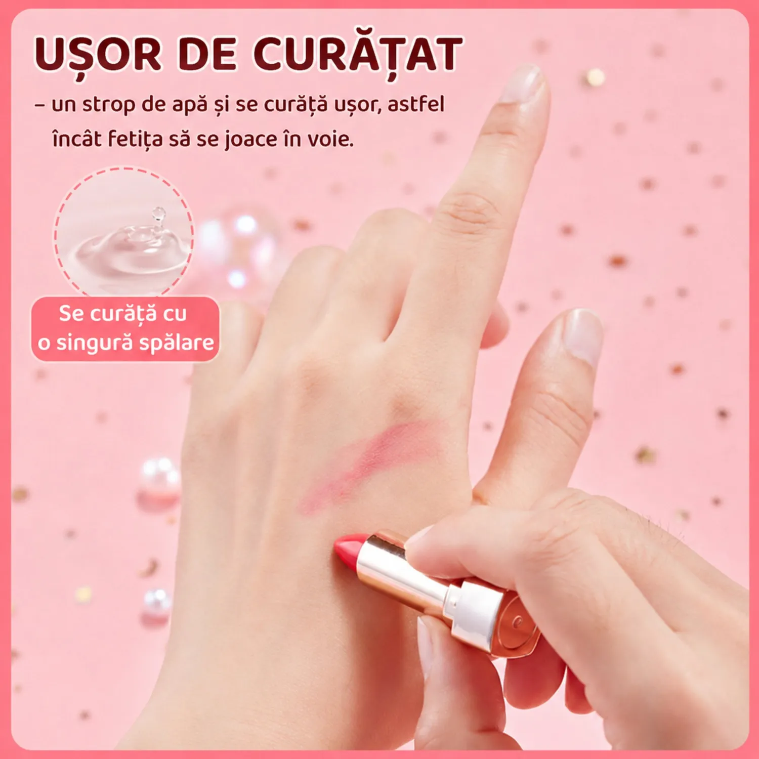 Timebox Castel Muzical XXL masuță machiaj roz cu cosmetice