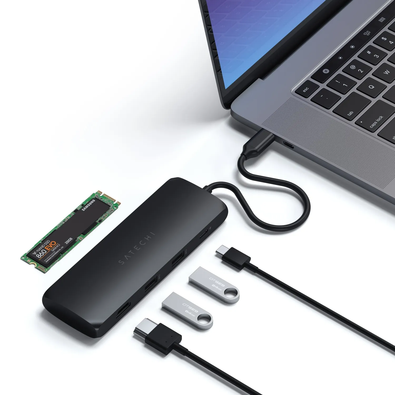 Satechi USB-C Hybrid adaptor multiport SSD Space Gray