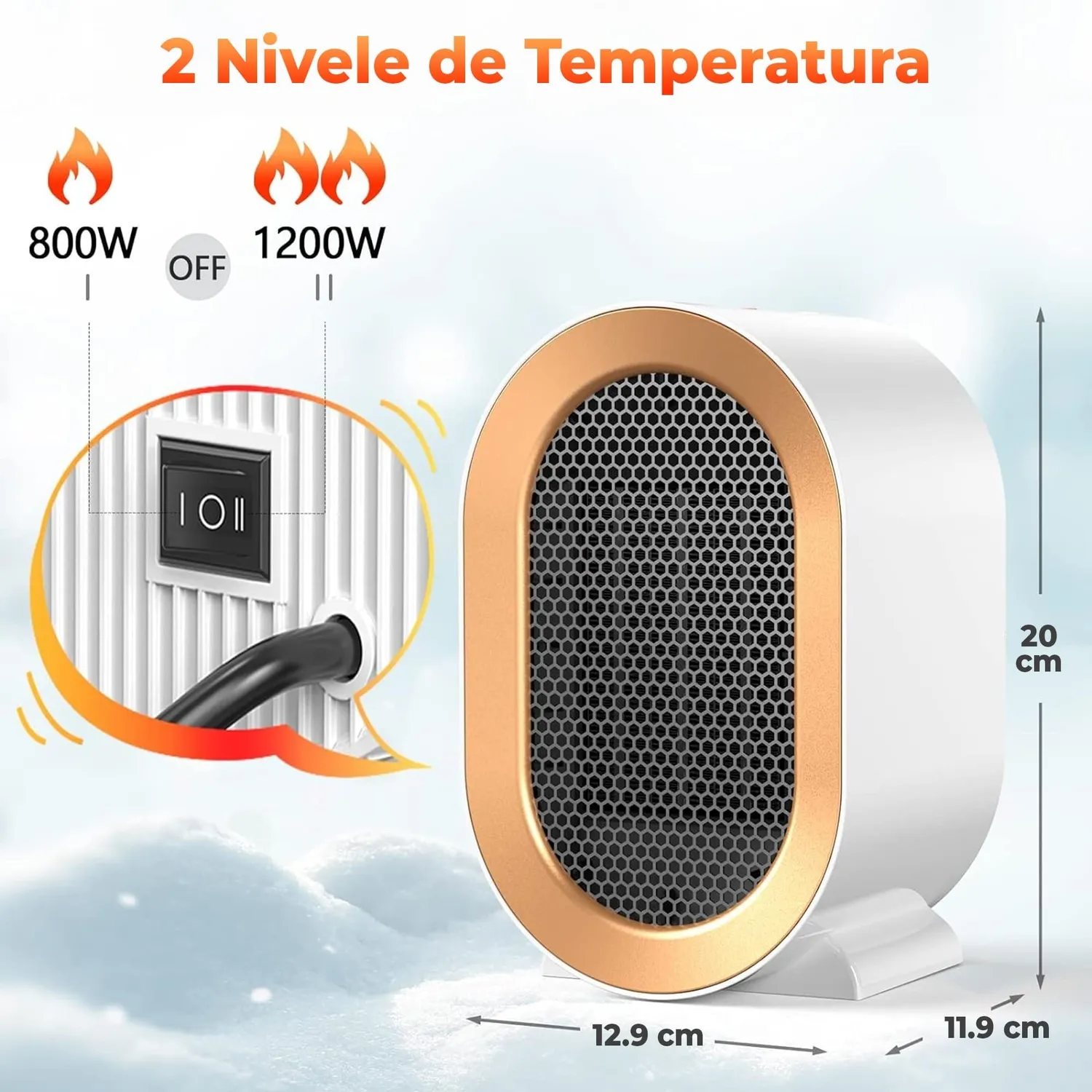 Timebox 1200W aeroterma ceramica alba 2 trepte