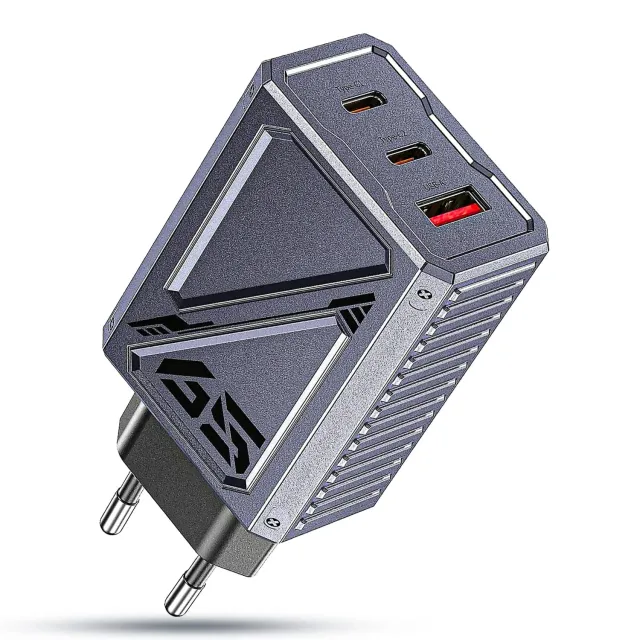 Timebox 65W incarcator retea 3 porturi 2x Type-C gri