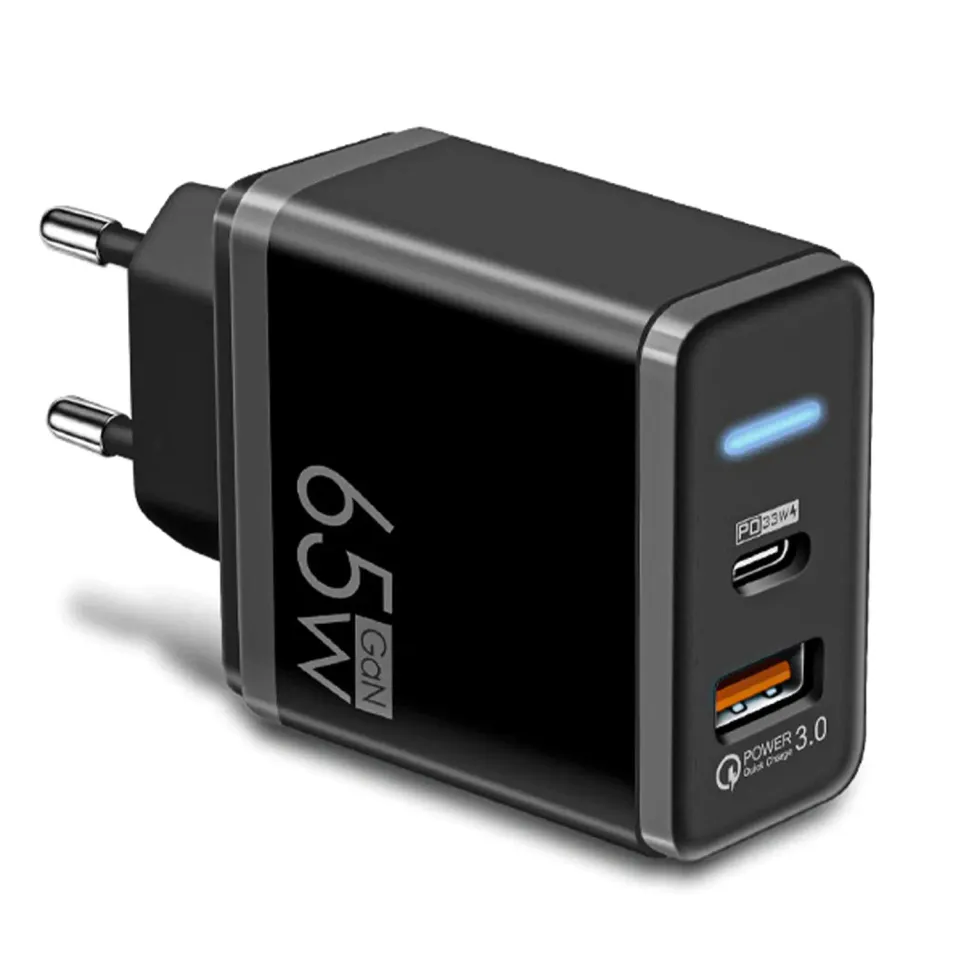 Timebox incarcator retea 65W 2 porturi Type-C QC3.0 negru