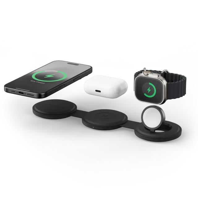 Satechi OntheGo 3-in-1 incarcator wireless negru Qi2