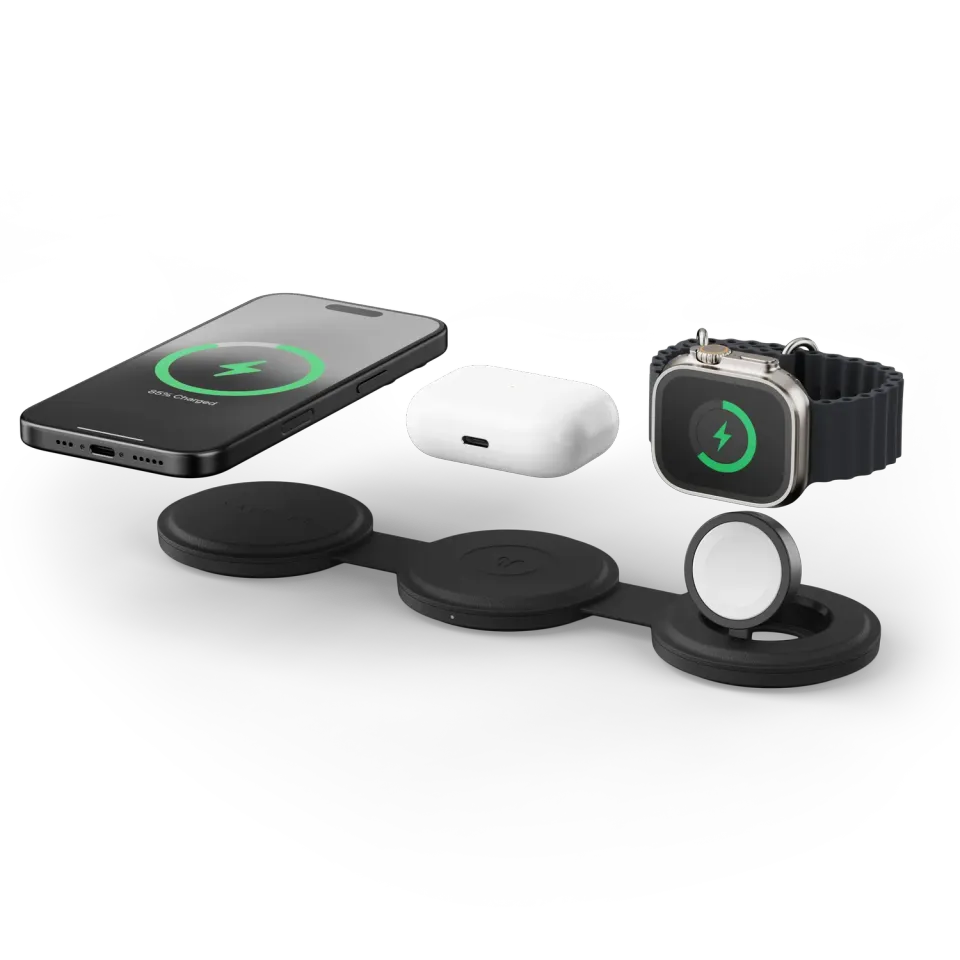 Satechi OntheGo 3-in-1 incarcator wireless negru Qi2