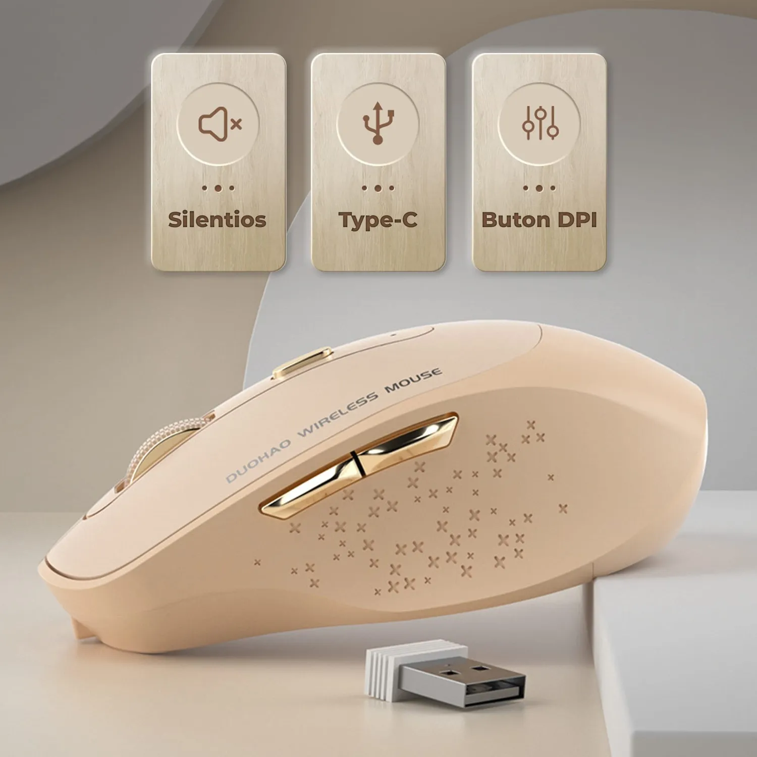Timebox 1600 DPI mouse wireless bej ergonomic