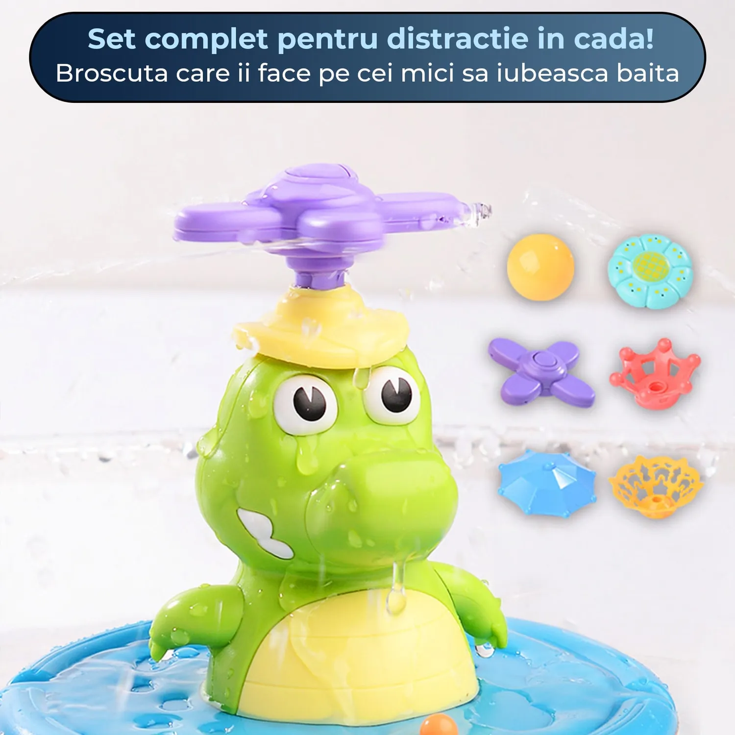 Timebox Jucarie Baie Crocodil Dus 3-7 ani Pulverizare
