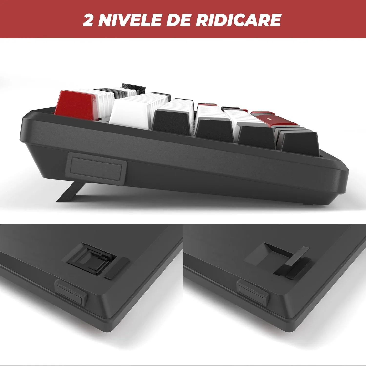 Timebox tastatura mecanica gaming 75% Red Switch LED 83 negru