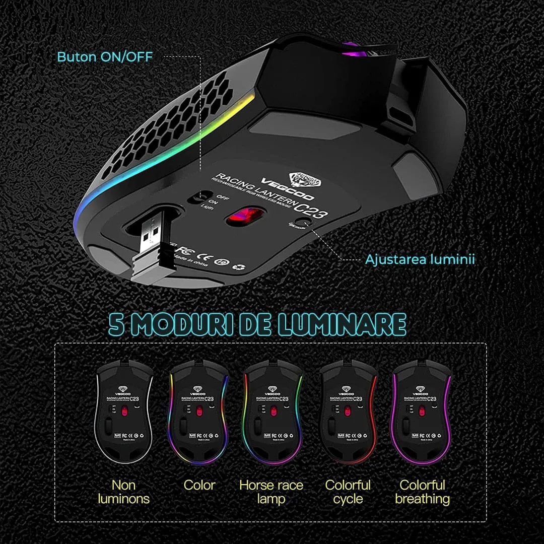 Timebox set mouse wireless 95g RGB + mousepad 30x24