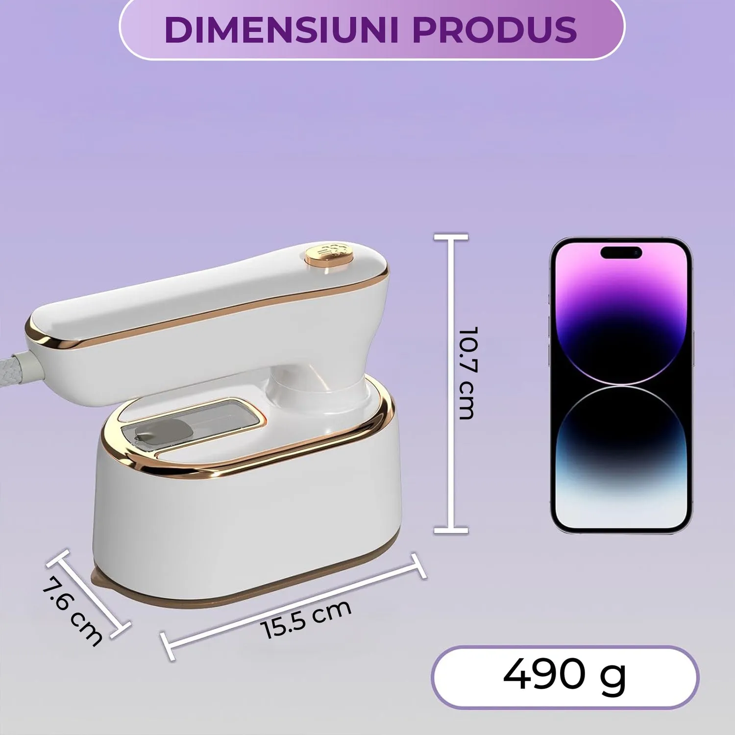 Timebox Mini Fier de Calcat Steamer 2 in 1 Alb 1000W