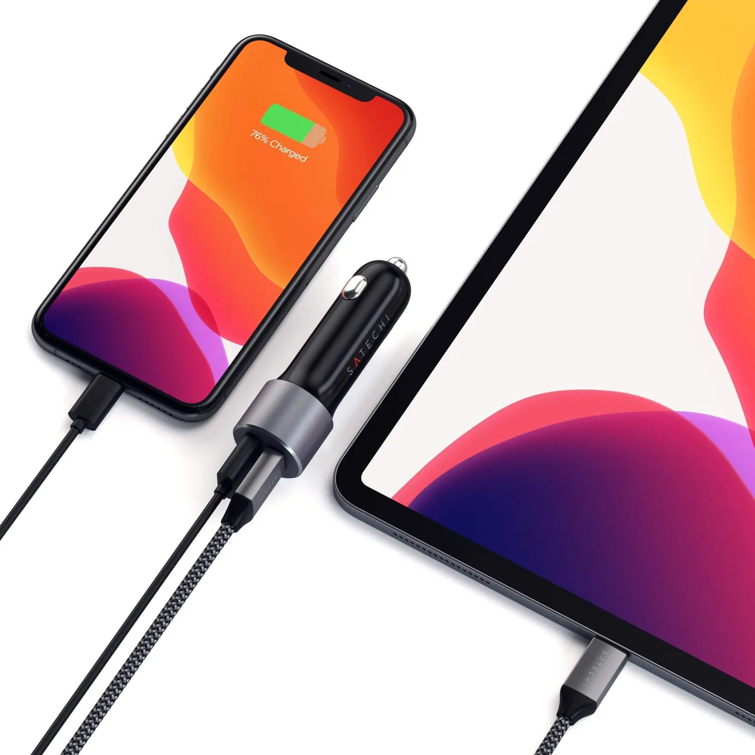 Satechi 72W încărcător auto USB-C PD 60W + USB-A