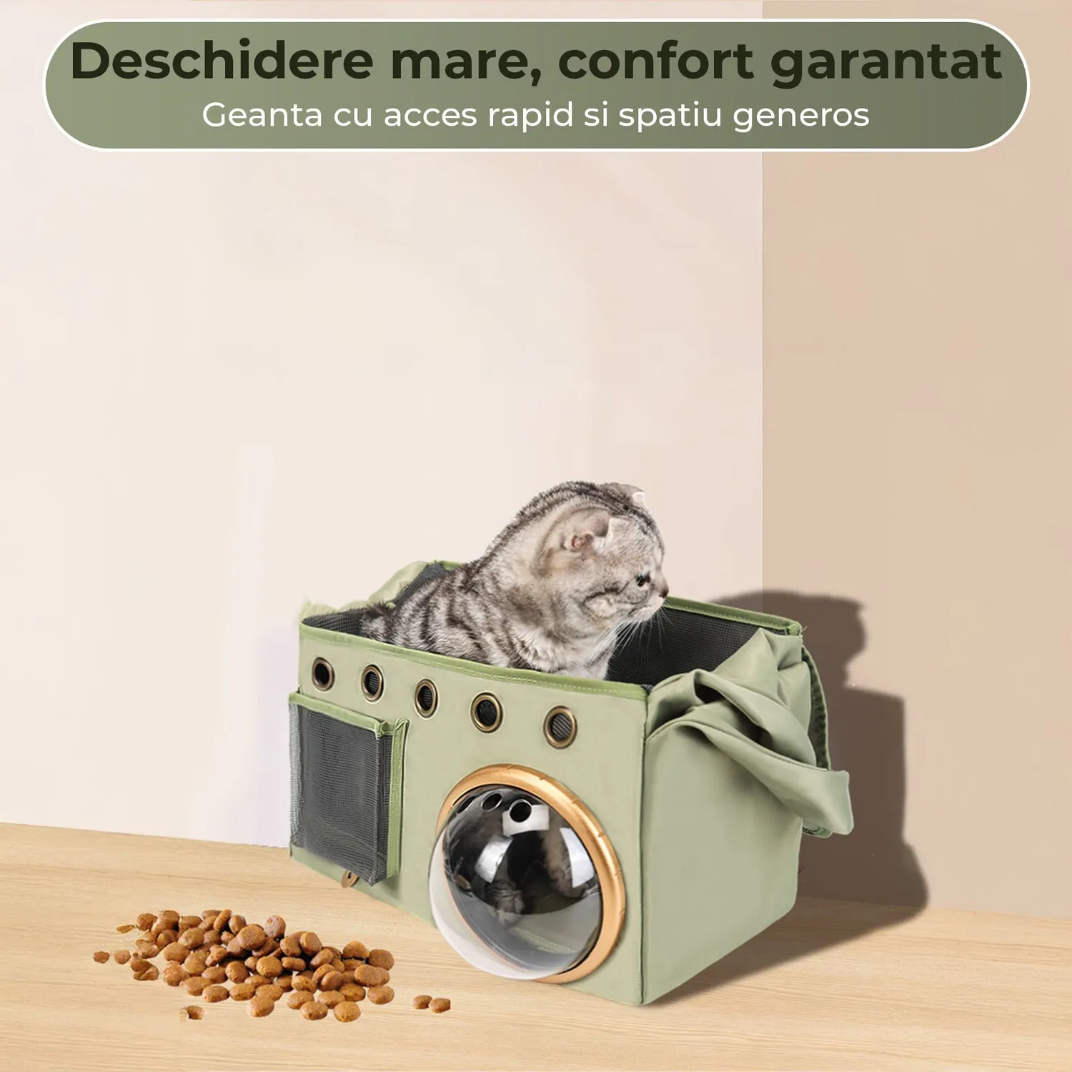 Timebox Geanta Transport Animale Pliabila Verde Capsula