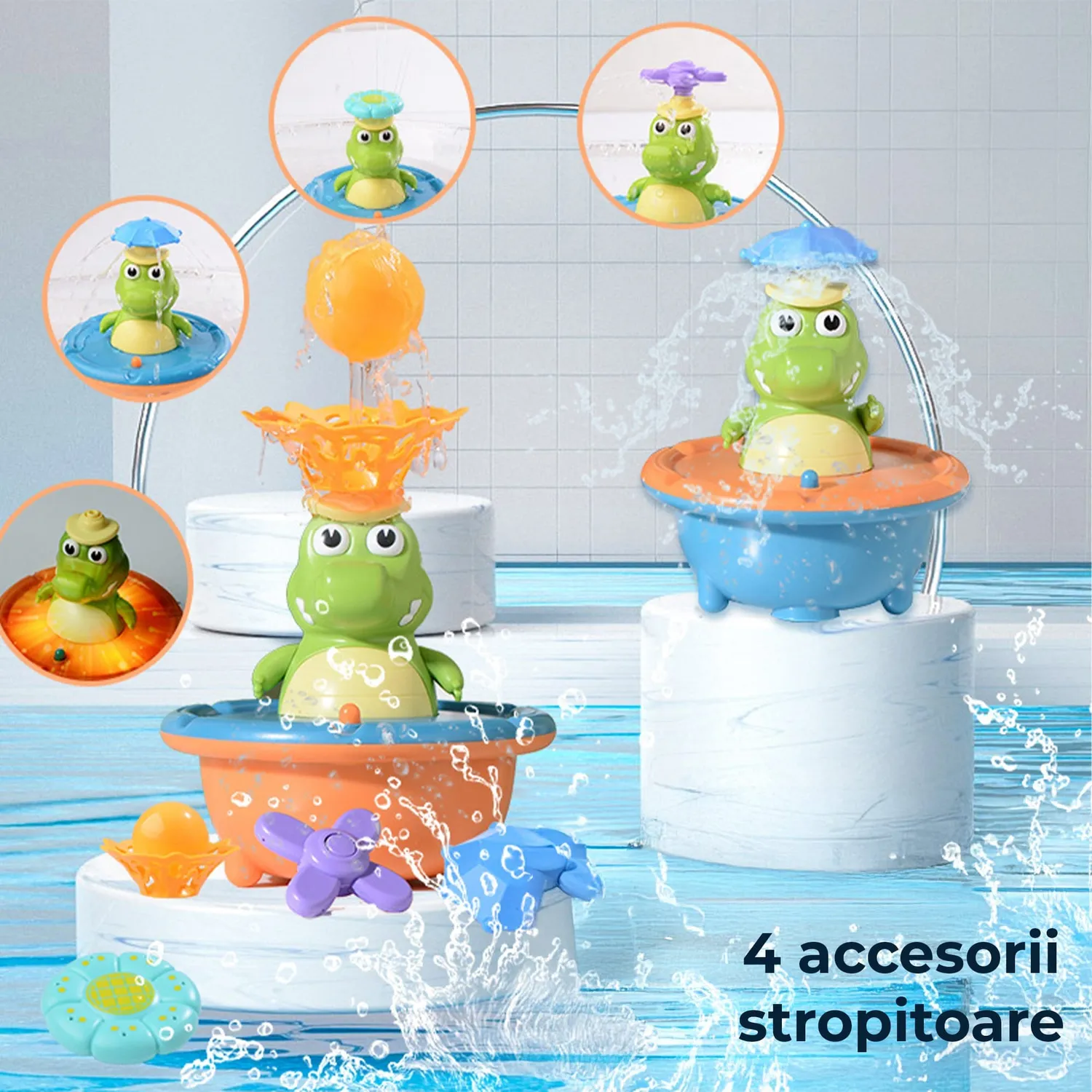 Timebox Jucarie Baie Crocodil Dus 3-7 ani Pulverizare