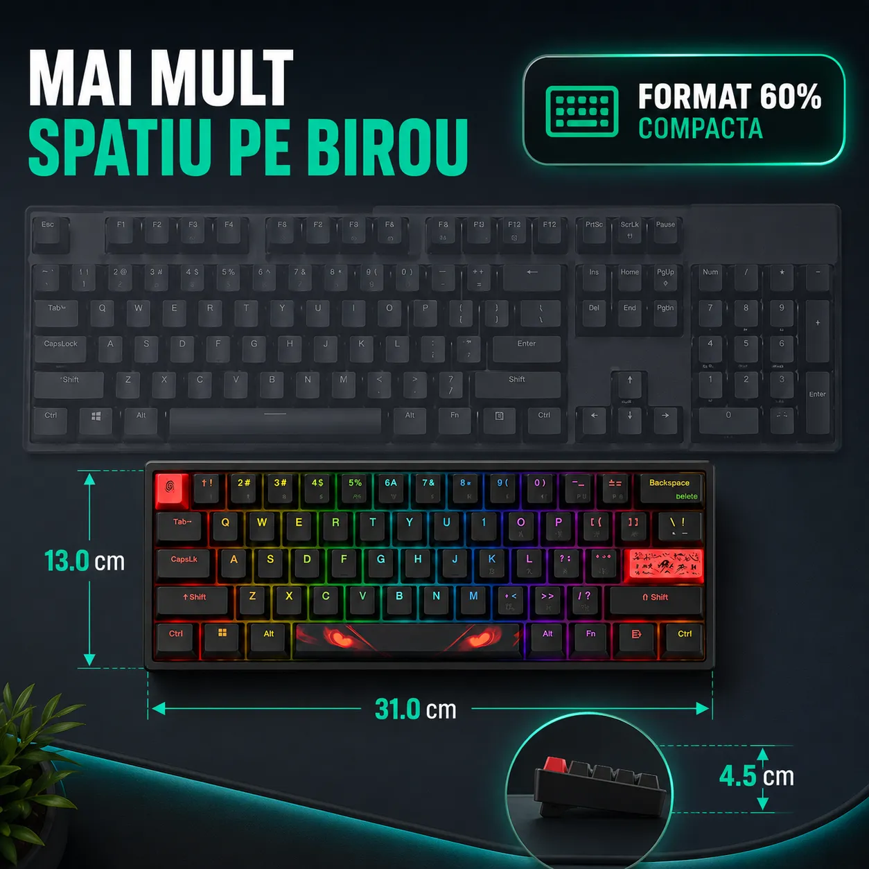 Timebox Tastatura Gaming Mecanica 60% Hot-Swap RGB Neagra