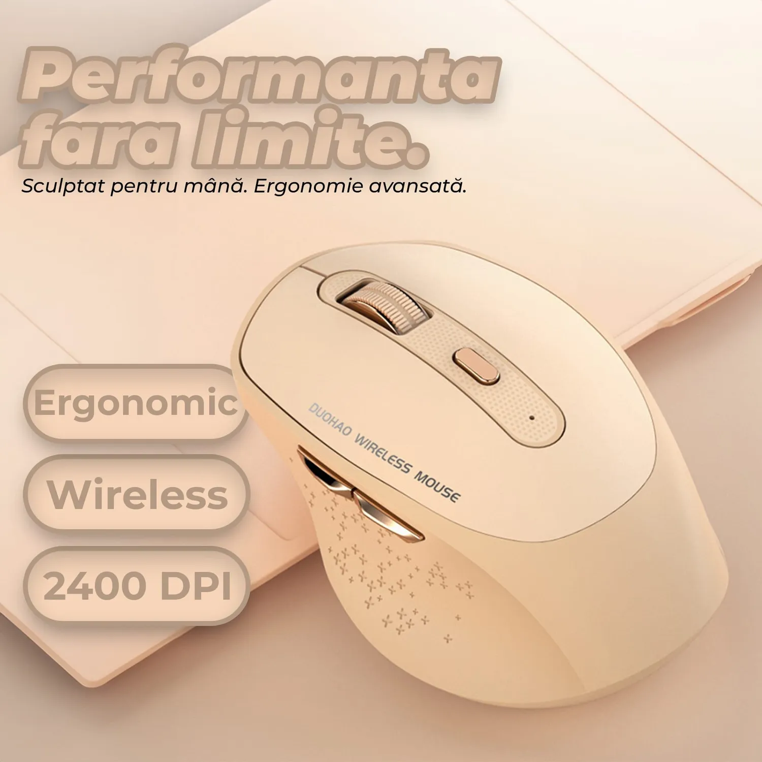 Timebox 1600 DPI mouse wireless bej ergonomic