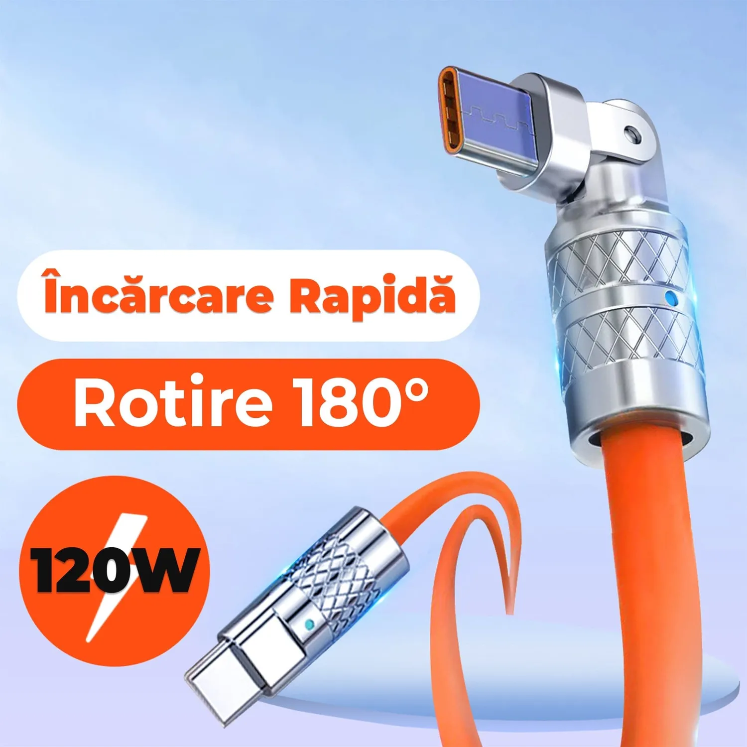 Timebox 120W cablu USB-C portocaliu 1,5m