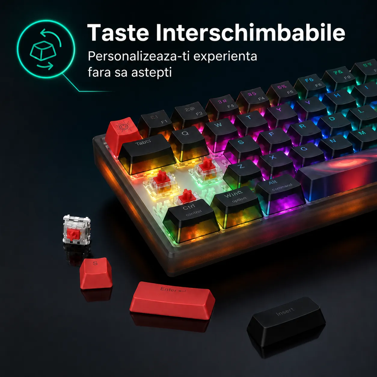 Timebox Tastatura Gaming Mecanica 60% Hot-Swap RGB Neagra