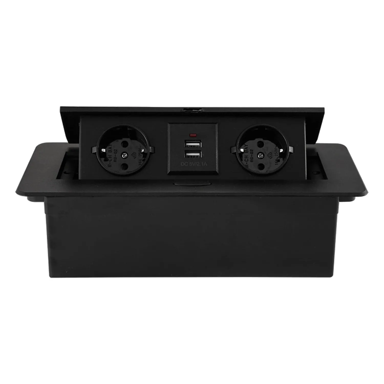 Timebox priza incorporabila mobilier 2 prize USB neagra