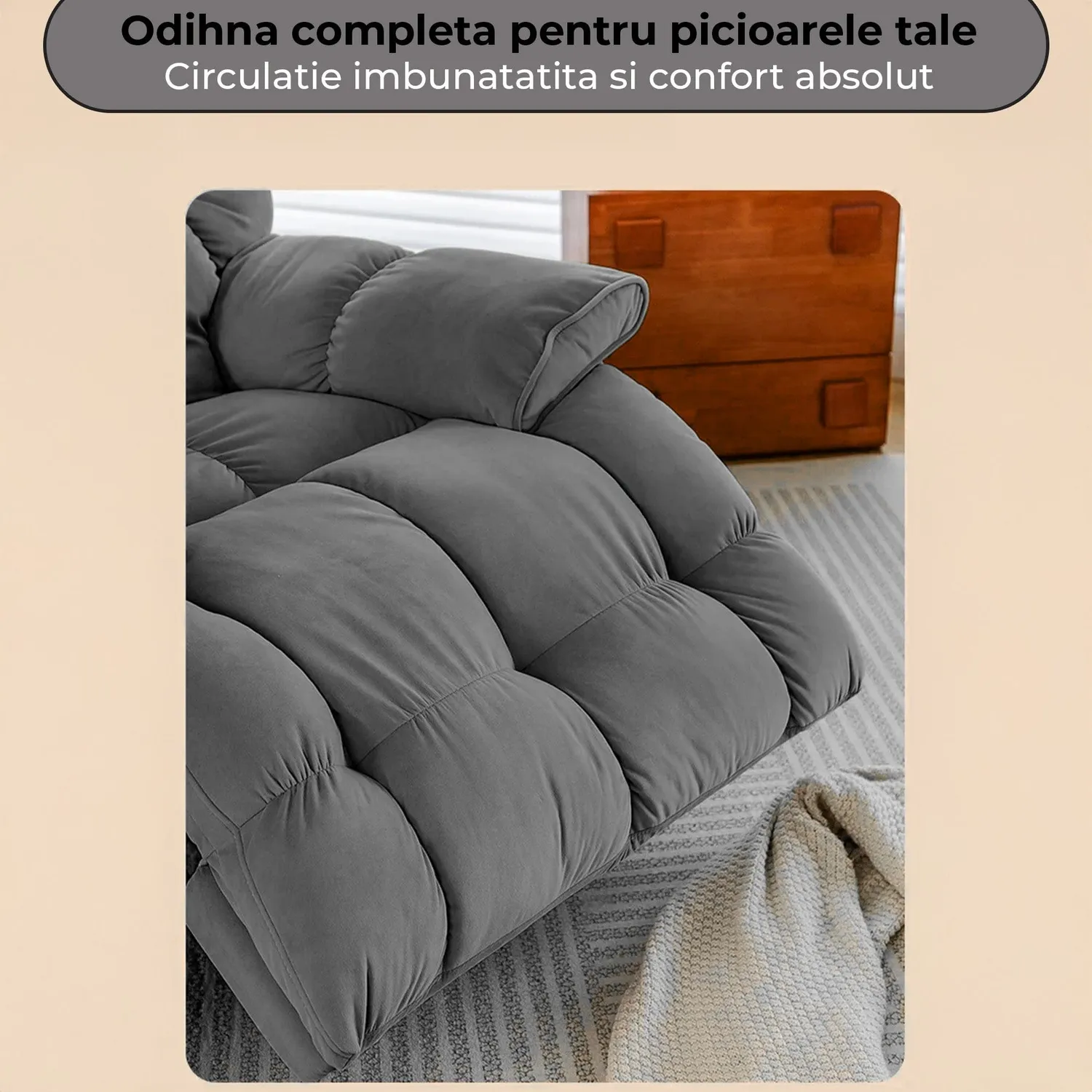 Timebox Recliner Modern fotoliu gri reclinabil