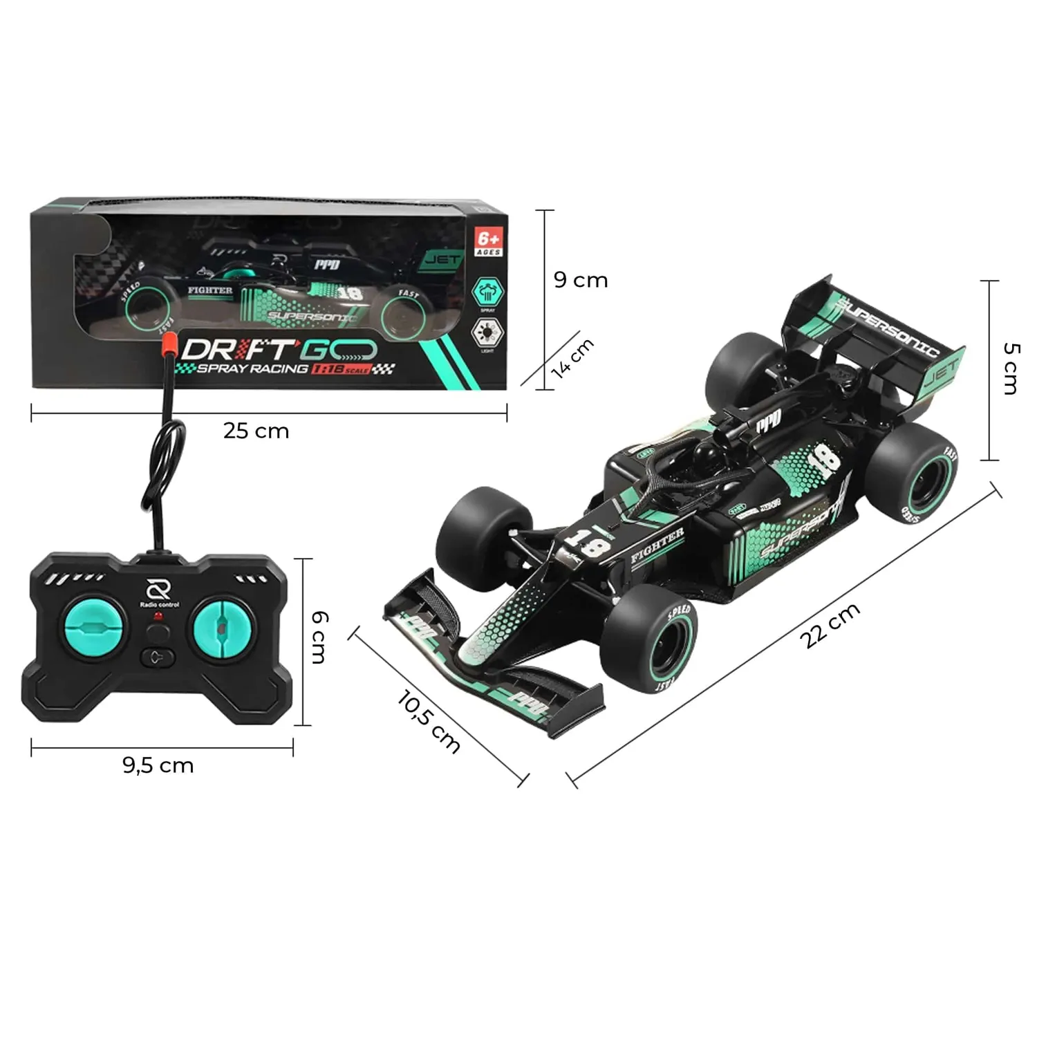 Timebox F1 masinuta RC 1:18 10km/h negru-albastru