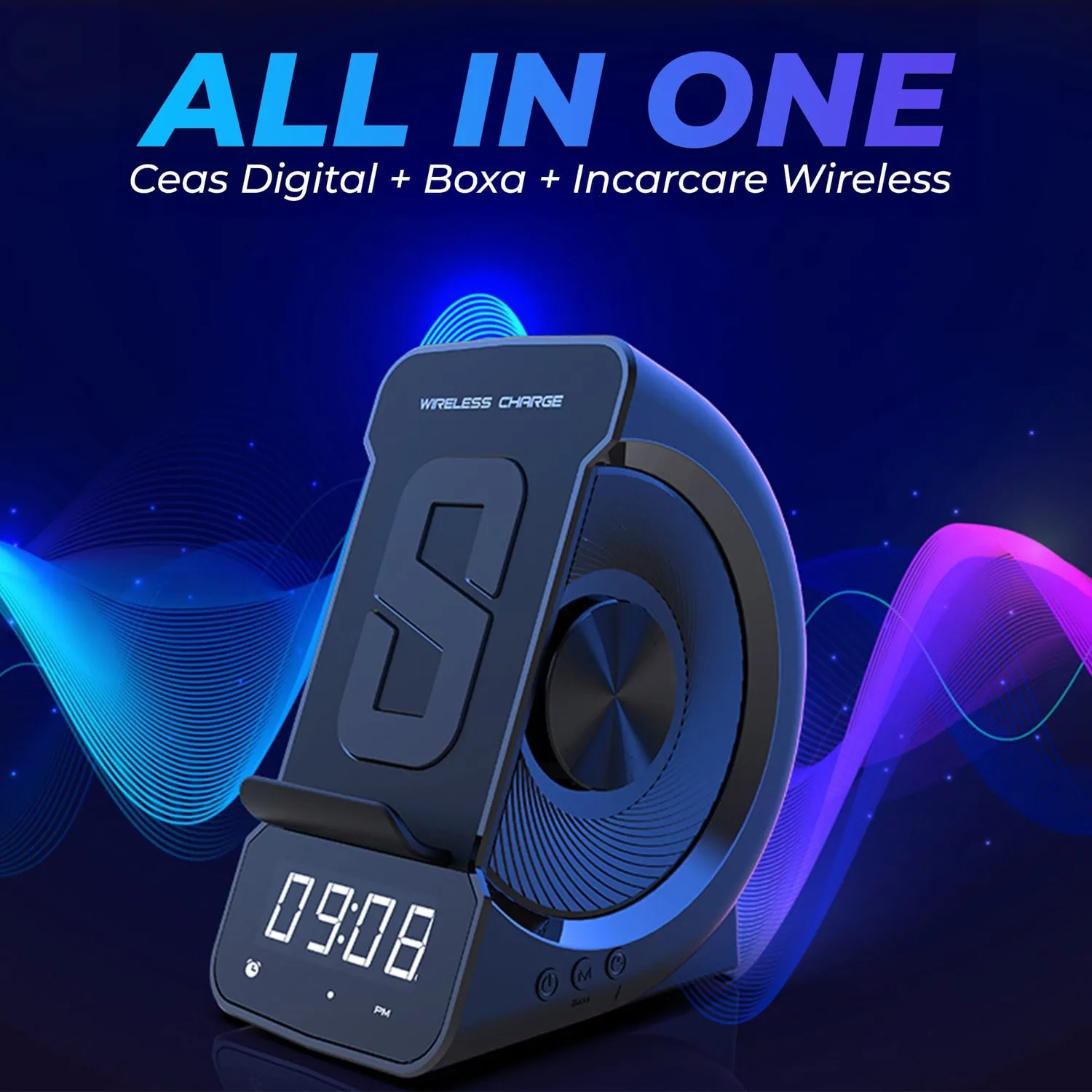 Timebox Incarcator Wireless 10W cu Boxa Negru