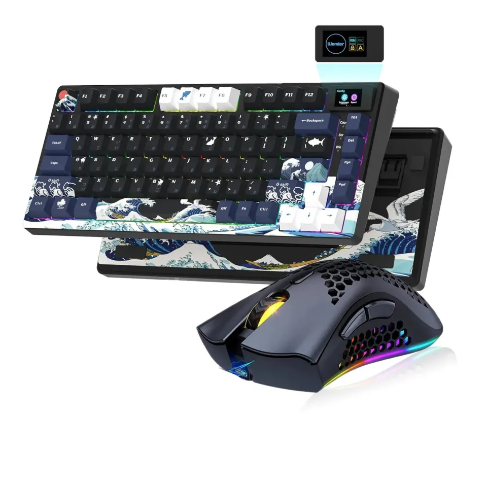 Timebox Set Gaming Tastatura 75% + Mouse Wireless Negru RGB