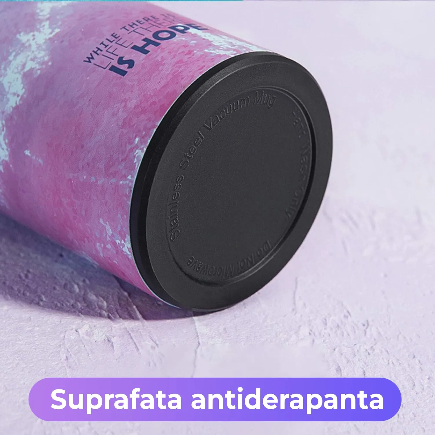 Timebox cana termos inox 450ml albastru-roz