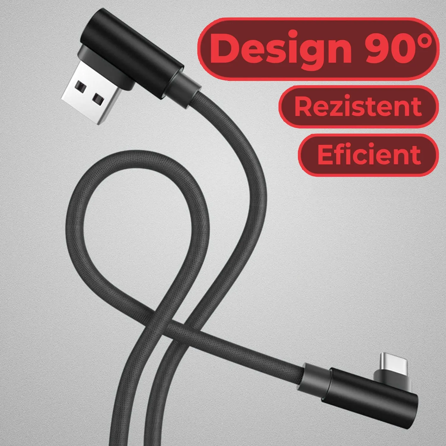 Timebox cablu date USB-Type-C 1m unghi 90 grade negru