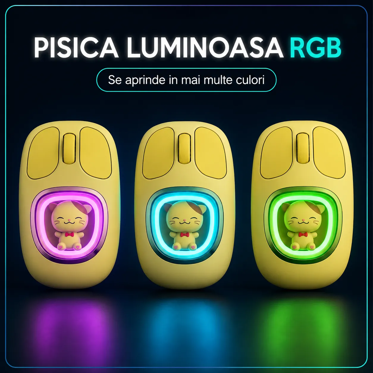 Mouse wireless Timebox 1600 DPI galben Bluetooth silentios