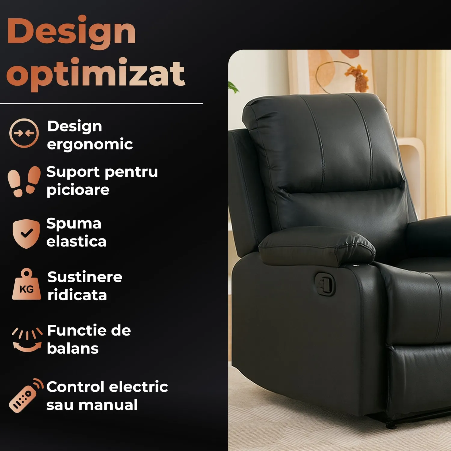 Timebox Scaun Multifuncțional manichiură negru reclinabil