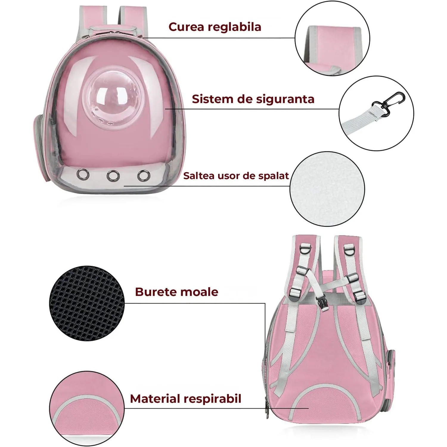 Timebox Capsula rucsac transparent pisici 6-8 kg