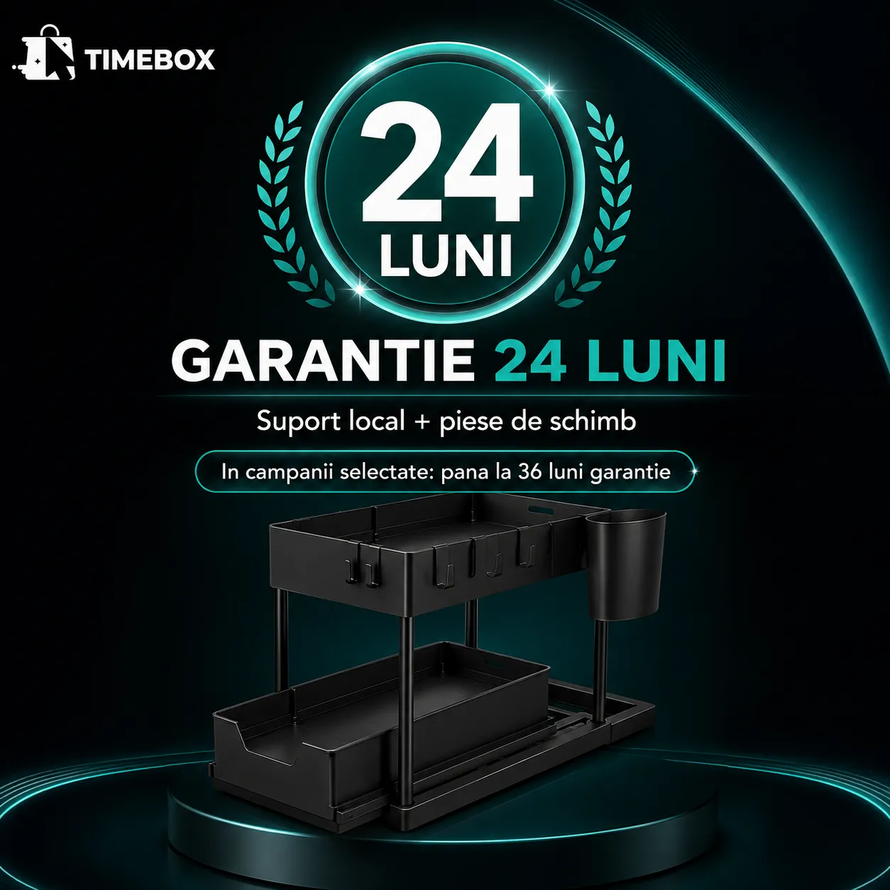 Timebox 2 Niveluri organizator dulap negru 15kg glisant