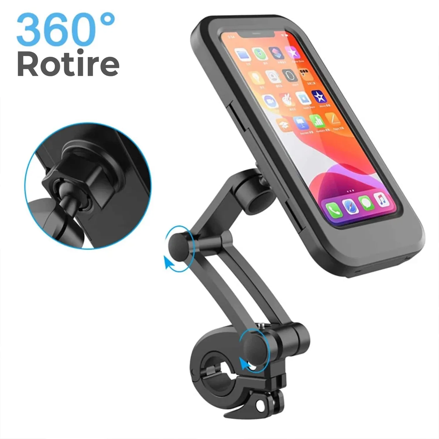 Timebox suport telefon bicicleta 360 grade negru cu touchscreen