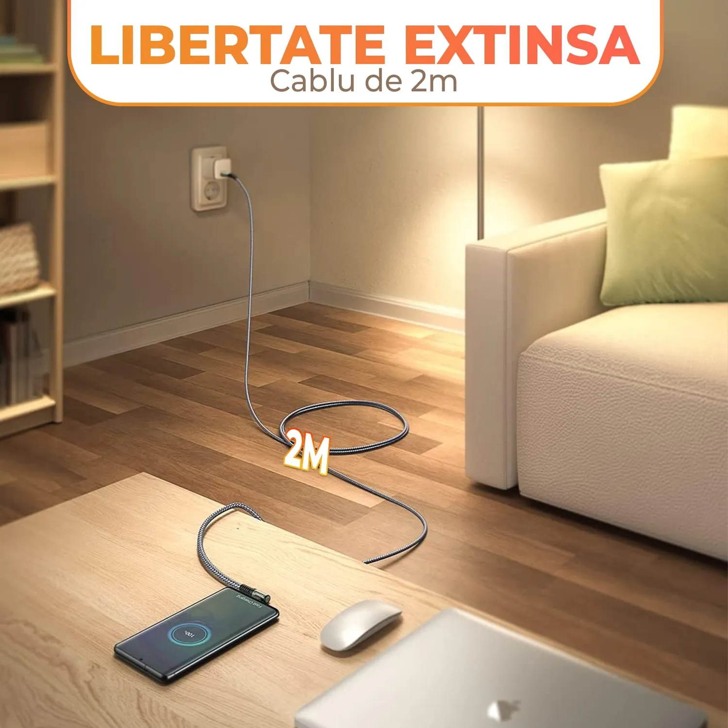 Timebox Cablu USB-C la Type-C 60W 2m Negru