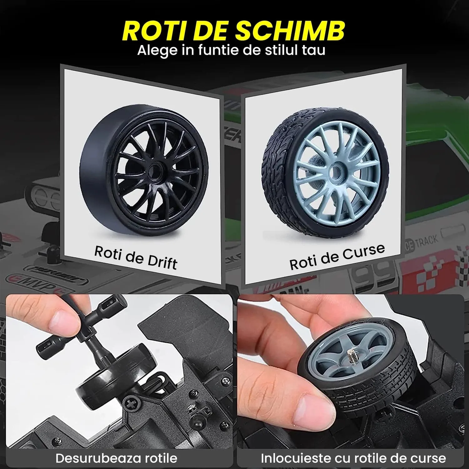Timebox mașină drift RC 1:16 20 km/h negru portocaliu